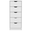 Tuhome Basilea 5 Drawers Tall Dresser, Pull Out System, White CLB8974